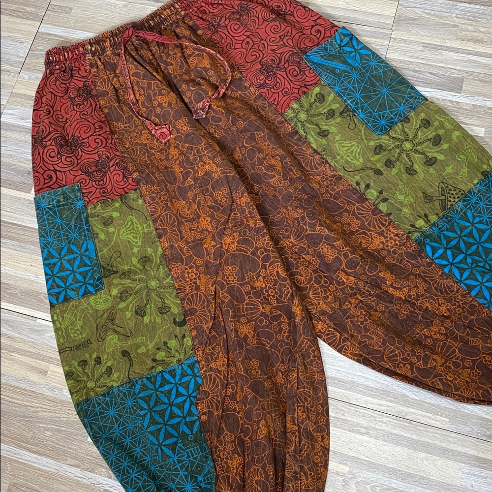 Boho Patchwork Harem Pants - Multicolor - Picture 4 of 8